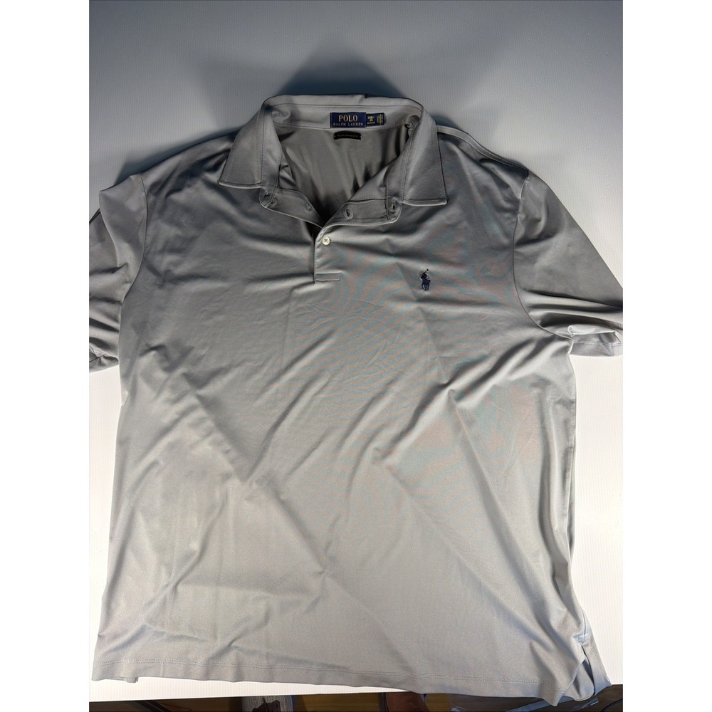 Polo Ralph Lauren Performance Polo Shirt Mens 2xb Light Gray Short Sleeve Golf